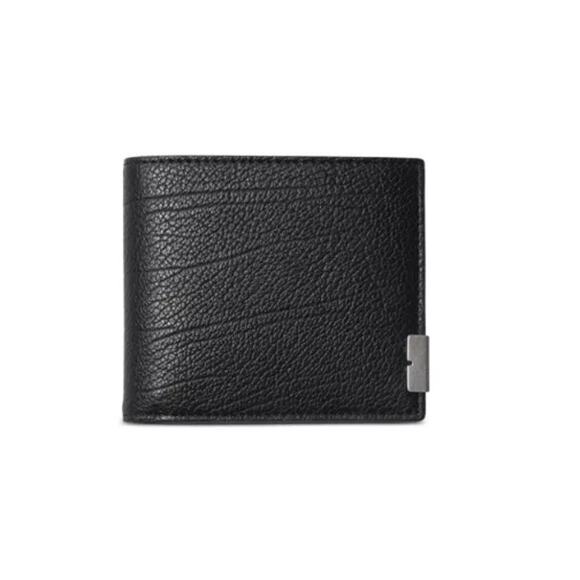 Burberry Men's Black Hipfold Granny Leatherv B-cut Bi-fold Wallet One Size - Picture 1 of 9